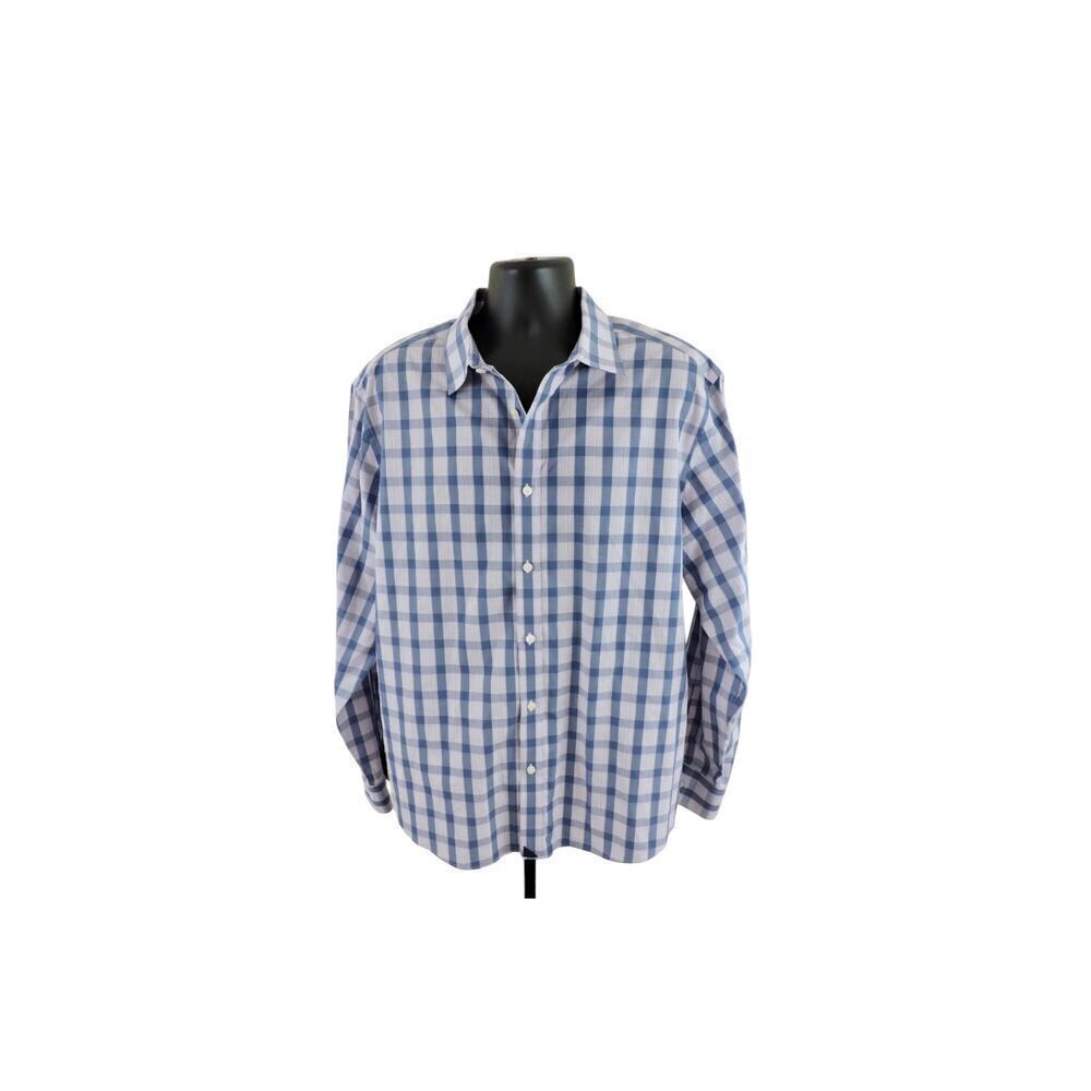 Untuckit sz medium blue purple plaid button up dress shirt MT90
